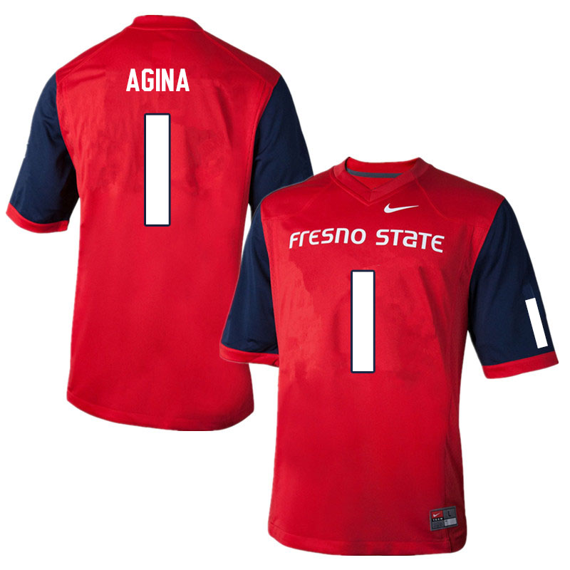 Men #1 Kosi Agina Fresno State Bulldogs College Football Jerseys Sale-Red - Click Image to Close